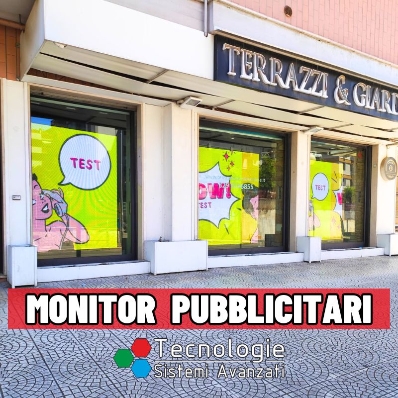 Monitor pubblicitari per la tua attività e schermi vetrina