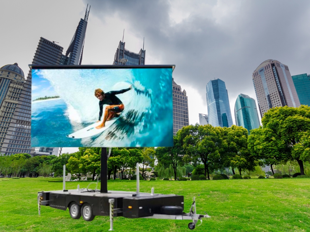 maxischermi led su mezzi itineranti camion vela carrelli e pullman MX LEDWALL italia Svizzera san marino