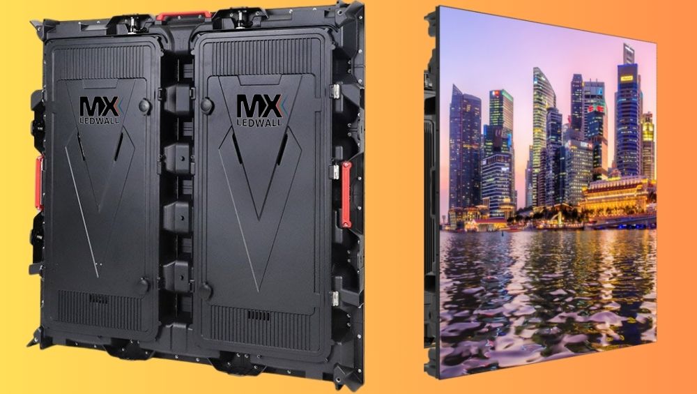 Dettaglio tecnico cabinet MX LEDWALL con logo del marchio, soluzioni LED professionali per Italia San Marino e Svizzera Tecnologie sistemi avanzati srl